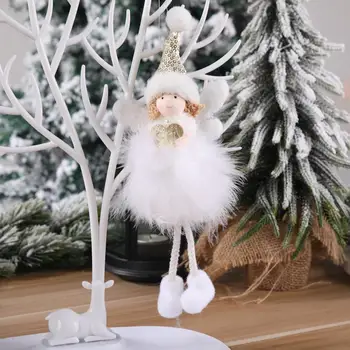 Мягкие Рождественские украшения в виде ангела, ткань из химического волокна, украшение для помещений, декоративная кукла-игрушка в форме девочки под милым углом, подвеска