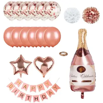 Набор шаров из фольги с круглой звездой из розового золота для шампанского, украшения для вечеринки в честь Дня Рождения, Свадебные Принадлежности для Рождественской вечеринки