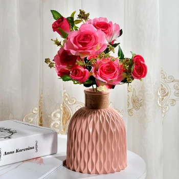 Винтажные искусственные цветы, украшение гостиной, цветочный столик, чайный столик, украшение ТВ-шкафа, роза