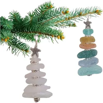 Креативное украшение на Рождественскую елку из морского стекла, Подвесная Звезда из морского стекла, подарок на Рождество, украшение для пляжного домика