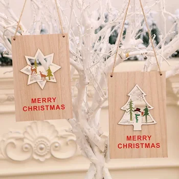 Рождественская Деревянная дверная подвеска торгового центра Рождественская Приветственная открытка Рождественские Украшения Дверная Бирка Кулон
