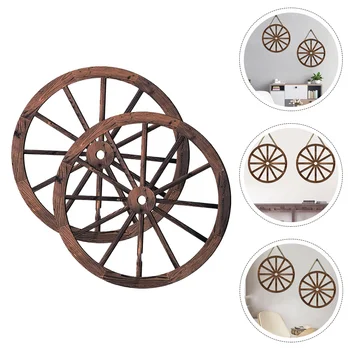 Декор для колес фургона из 2 предметов, декор для стен из деревянных колес фургона, Винтажный декор из дерева для бара и гаража