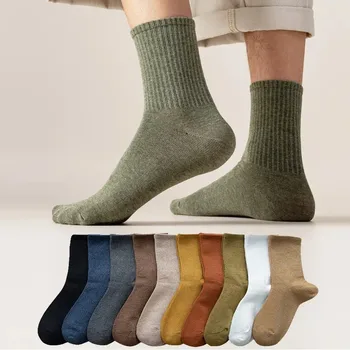 5 пар хлопчатобумажных осенне-зимних мужских носков, Дышащие хлопчатобумажные спортивные носки, Дышащие Деловые носки с дезодорантом