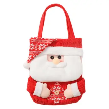 Вязаный Многоразовый Рождественский подарочный пакет Сумка для праздничных украшений Моющийся Санта Снеговик Конфеты Печенье Сумка для закусок для упаковки продуктов питания