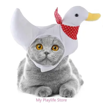 Забавная кошачья шляпа, костюм Утенка на День рождения, Аксессуары для домашних животных, Головные Уборы для домашних животных, Регулируемая Наклейка