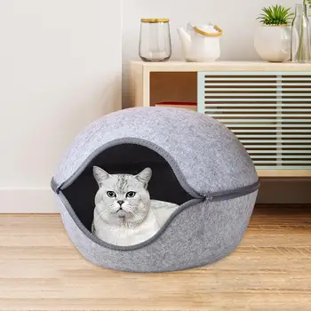 Туннель для кошачьей кровати-пончика с застежкой-молнией для домашних кошек, Съемная Игрушка для дрессировки кошек, Дышащая Мягкая Всесезонная кошачья кровать, кошачий домик
