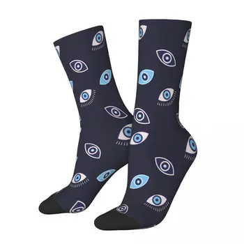 Модные баскетбольные носки от сглаза Evil Eye Blue с рисунком амулета Назара из полиэстера в стиле бохо средней длины для унисекс, впитывающие пот