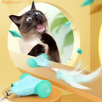 Игрушки для кошек PawPartner, электрические гонки, автоматическая погоня, интерактивная мышь для домашних кошек, умные мыши, игрушки, светодиодные фонари, зарядка через USB