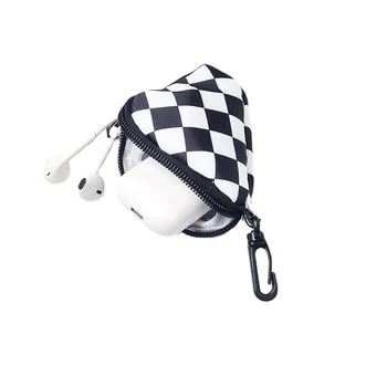 Новый модный трехмерный бело-черный шахматный кошелек для монет с брелоком, милая мини-сумка для монет, сумка для смены ключей, сумка для наушников.