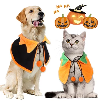 Новый двусторонний плащ из тыквы на Хэллоуин, реверсивный плащ для собаки, милая кошка на Хэллоуин, аксессуары
