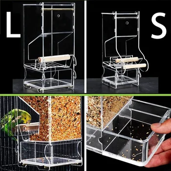 Автоматическая кормушка для домашних животных, акриловые пищевые прозрачные контейнеры для попугаев, подвесная кормушка для птиц с защитой от брызг