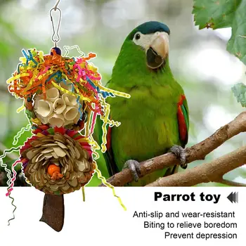 Полезные экологически чистые игрушки для домашних животных, натуральная трава, деревянная игрушка для попугаев, забавная грызущая веревочка для прорезывания зубов, для полезных игр для птиц