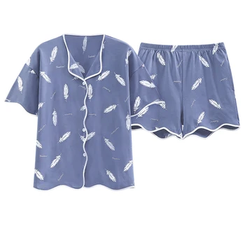 Новейшие летние женские пижамные комплекты, свободные пижамы, ночные рубашки с цветочным рисунком из молочного волокна, мягкие пижамы с коротким рукавом для девочек.