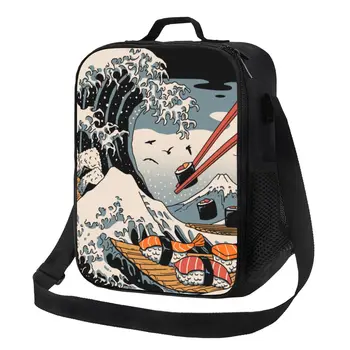 The Great Sushi Wave Boat Термоизолированная сумка для ланча в японском стиле харадзюку в стиле хип-хоп Портативная сумка для ланча для пикника Bento Food Box