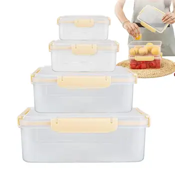 Ящики-органайзеры для холодильника, Кухонный органайзер с крышкой, Портативные и штабелируемые Прозрачные контейнеры для морозильной камеры, Кухонный настольный шкаф