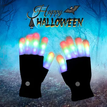 Детские светодиодные перчатки, сохраняющие тепло, светодиодные перчатки, 7 режимов подсветки, пальчиковые игрушки, принадлежности для вечеринок, светящаяся шляпа для Хэллоуина