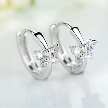 Серьги-кольца с милой бабочкой из стерлингового серебра 925 пробы для женщин и девочек, Модные ювелирные изделия Оптом