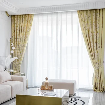 Шторы в китайском стиле для гостиной, столовой, спальни с пружинящей спинкой, современный простой симпатичный дизайн с принтом, задрапирующий окно виллы