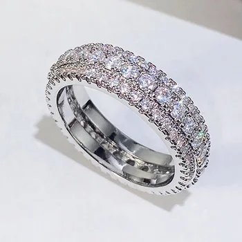 Новые высококачественные обручальные кольца для влюбленных, сверкающий кубический цирконий, обещание вечности, женские классические украшения