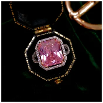 Кольца для женщин из стерлингового розового кубического Циркония с бриллиантами для новобрачных, Обручальное кольцо Bague S925, ювелирные украшения, кольцо для указательного пальца