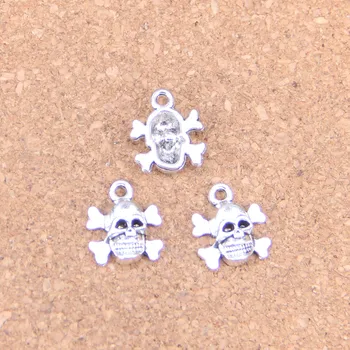 100шт Подвески из кости черепа 14x13 мм, антикварные подвески, старинные тибетские серебряные украшения, сделай сам для браслета-ожерелья