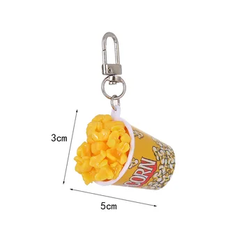 Мини-брелок для ключей с попкорном, Забавная сумка для игрушек с едой, брелок для ключей с имитацией попкорна из ПВХ