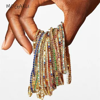 MOGAKU 32 цвета, женские эластичные браслеты, Модный Красочный браслет Унисекс со стразами, аксессуары для рук в стиле панк хип-хоп, мужские украшения