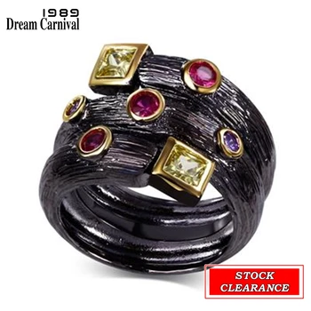 DreamCarnival1989 Отличная выгодная цена Женские кольца в стиле барокко, наличие на складе Ограничено По размеру и количеству, Цвет Черное золото