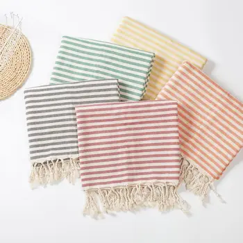 Турецкое пляжное полотенце с кисточками из полиэстера и хлопка в полоску, банное полотенце для женщин, подушка для пляжа в океане, скатерть для пикника