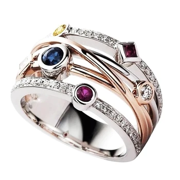Винтажные кольца Promise из стерлингового серебра 925 пробы с разноцветными кристаллами для женщин и девочек, Роскошные дизайнерские украшения оптом
