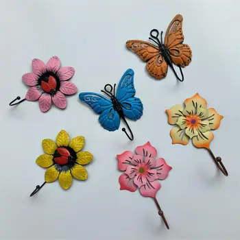 1 шт. Железный крючок в форме бабочки в форме цветка, настенное украшение для дома, Многофункциональный переносной крючок для хранения шляп для одежды