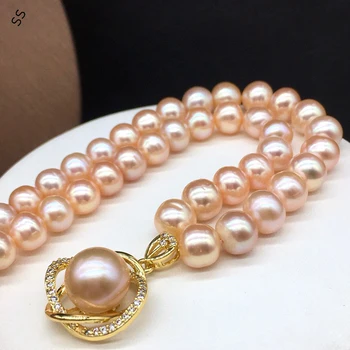 Бесплатная доставка, высококачественное ожерелье из пресноводного жемчуга, вышитое бисером, Подвеска для женских подарков на годовщину