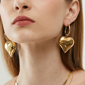 2023 Шикарные серьги-кольца с сердечками, Асимметричные Большие Серьги Для женщин, Новые Модные украшения Золотого цвета, подарок для девушки