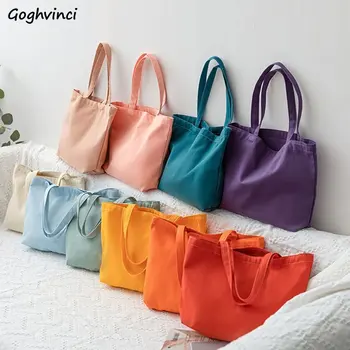 Холщовые сумки через плечо, женские простые универсальные сумки для покупок большой емкости ярких цветов, повседневные сумки-тоут подмышками, женские ЭКО-сумки