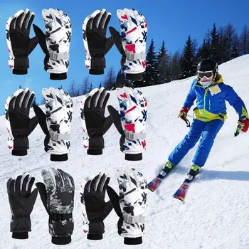 Нескользящие, утолщенные, теплые, ветрозащитные, водонепроницаемые Зимние Обязательные Детские лыжные перчатки, варежки с длинными рукавами, катание на сноуборде на открытом воздухе