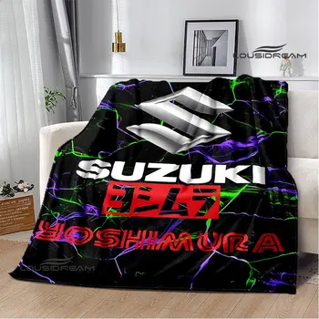 Одеяло с принтом мотоцикла S-SUZUKI, теплое фланцевое одеяло, домашнее дорожное одеяло, одеяло для пикника, постельные накладки, подарок на день рождения