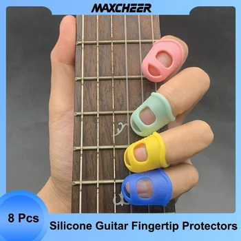 8шт Силиконовые накладки для пальцев Гитары Защитные накладки для пальцев гитары для укулеле Гитары размера S M L Гитарные партии Гитарные аксессуары