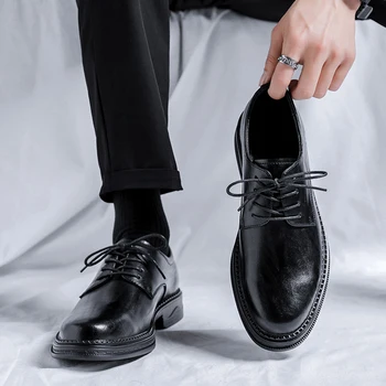 Кожаные Модельные туфли Мужские Классические Деловые Официальные Размеры 38-44, Кожаные туфли с перфорацией типа 