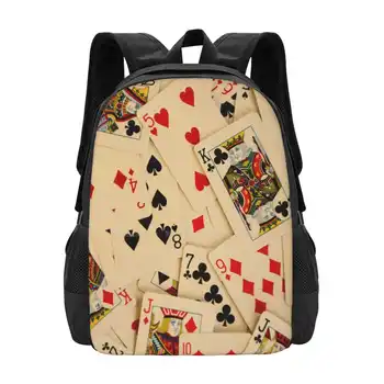 Разбросанная колода игральных карт, Червы, трефы, Бубны, Пики, узор, школьный рюкзак большой емкости, сумки для ноутбуков, игра в покер