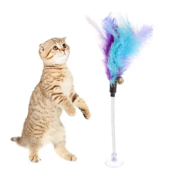 игрушка-дразнилка из кошачьих перьев с присоской для кошачьего котенка для ИГРЫ в погоню, например