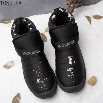 Новая зимняя теплая обувь Плюс бархатные непромокаемые нескользящие зимние ботинки, пинетки, мужские хлопчатобумажные ботинки на толстой подошве
