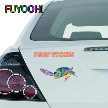 Наклейка на автомобиль с яркой черепахой FUYOOHI: водонепроницаемость и защита от солнца для легковых и грузовых автомобилей!