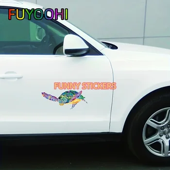 Наклейка на автомобиль с яркой черепахой FUYOOHI: водонепроницаемость и защита от солнца для легковых и грузовых автомобилей!