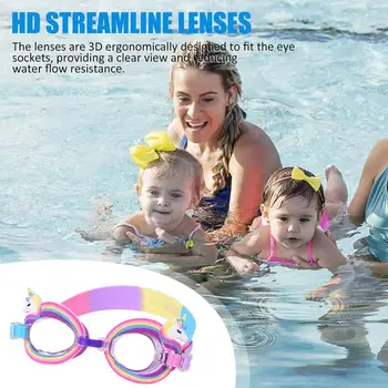 Милые детские очки с героями мультфильмов, очки для плавания для девочек, силиконовые водонепроницаемые очки для плавания с регулируемым ремешком для мальчиков и девочек