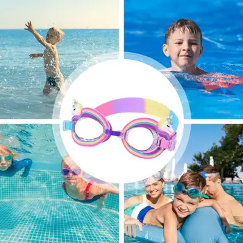 Милые детские очки с героями мультфильмов, очки для плавания для девочек, силиконовые водонепроницаемые очки для плавания с регулируемым ремешком для мальчиков и девочек