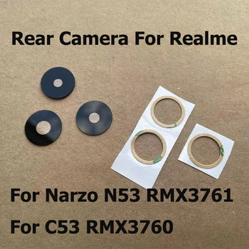 Оригинал для Realme C53 Стеклянный объектив задней камеры Замена стекла задней камеры на клейкую наклейку Запчасти для ремонта Narzo N53
