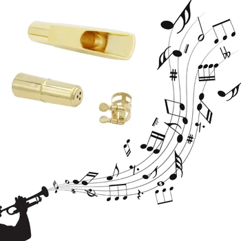 Латунный мундштук для альт-саксофона с латунным колпачком, Металлическая пряжка, Наборы мундштуков для саксофона, Части для саксофона и кларнета