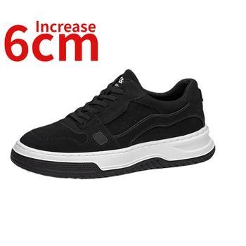 Модная повседневная обувь для мужчин, увеличивающая рост на 6 см, черная спортивная обувь, обувь для папы на лифте, Дышащая обувь для настила, мужские кроссовки
