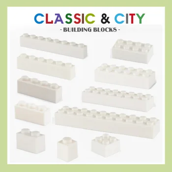 Строительный блок 1X2 1X8 2X4 2X8 отверстий белый кирпич базовые аксессуары образование творчество совместимый бренд building block toy 2023