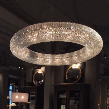 Роскошная хрустальная люстра для гостиной, кольцевая светодиодная Современная гостиничная инженерия, Декоративный светильник Nordic Simple Lamp